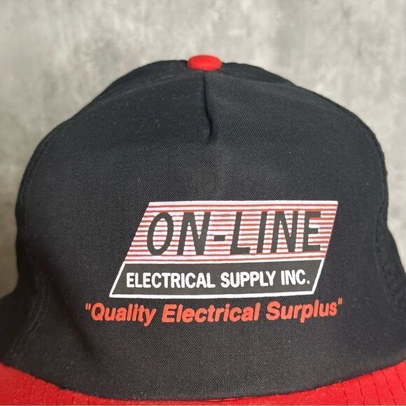 On Line Electric Supply Inc.‎ Black Red Adjustable Snapback Hat OS - Picture 3 of 11